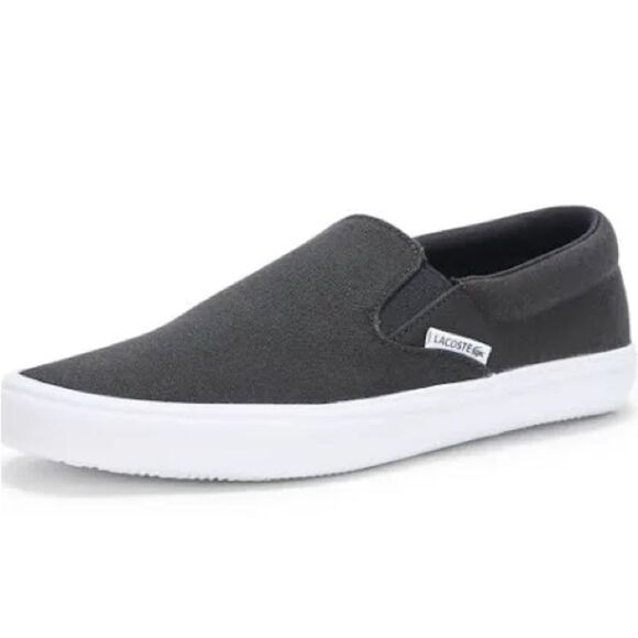 Lacoste Mens Black and White Loafers Slip-Ons